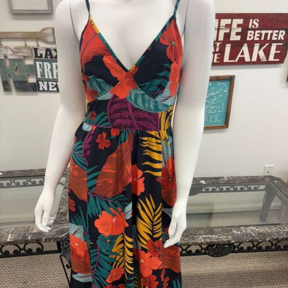 Summer Tropical Print Maxi Dress – Excellent Condition